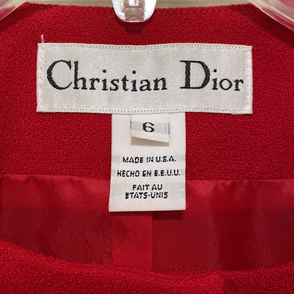 Vintage Authentic Christian Dior Wool Red Coat with Black Buttons - Picture 4 of 15